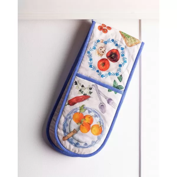 imageMaison d Hermine Double Oven Gloves 100 Cotton Double Oven Mitt Heat Resistant BBQ Cooking Gloves with Loop Grilling Handling Hot Pans Colmar  SpringSummer 7quotx35quot43  Gourmand