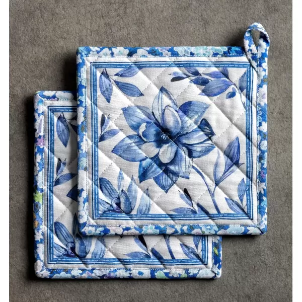 imageMaison d Hermine Hot Pads 100 Cotton Pot Holders Set of 2 with Hanging Loop Potholder Heat Resistant BBQ Baking Grilling ampamp Barbeque Birdies On Wire  SpringSummer 8quotx8quot19  Summer Blues
