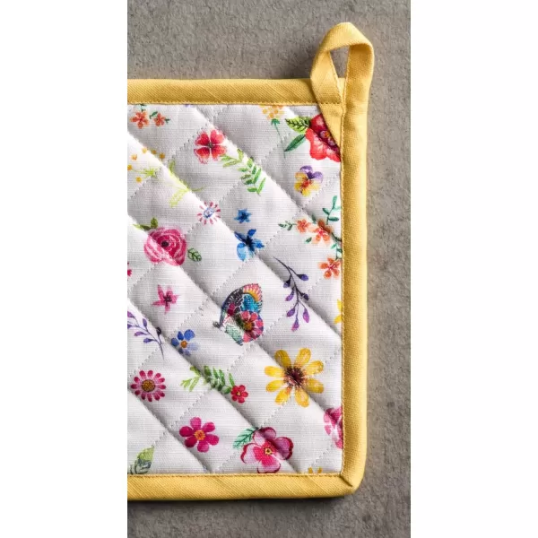 imageMaison d Hermine Hot Pads 100 Cotton Pot Holders Set of 2 with Hanging Loop Potholder Heat Resistant BBQ Baking Grilling ampamp Barbeque Birdies On Wire  SpringSummer 8quotx8quot41  Happy Florals  Sweety
