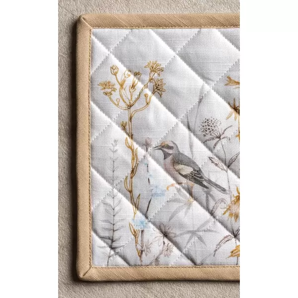 imageMaison d Hermine Hot Pads 100 Cotton Pot Holders Set of 2 with Hanging Loop Potholder Heat Resistant BBQ Baking Grilling ampamp Barbeque Birdies On Wire  SpringSummer 8quotx8quot35  Meadow Florals  Beige