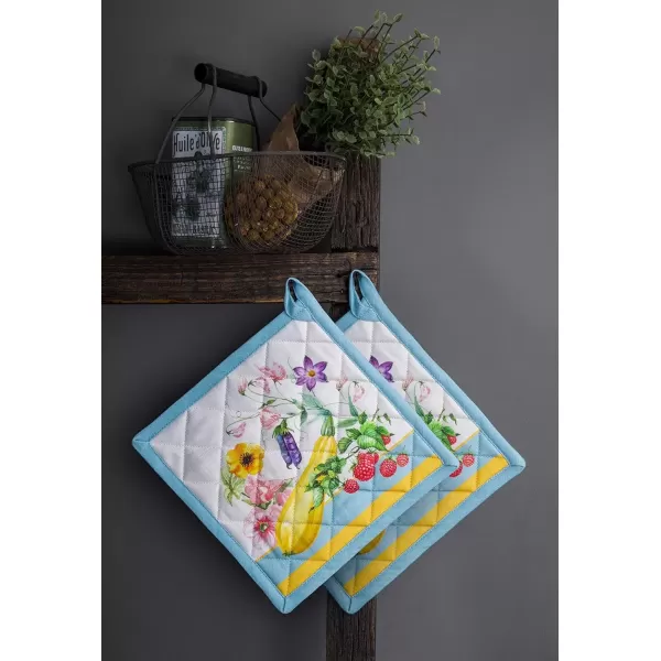 imageMaison d Hermine Hot Pads 100 Cotton Pot Holders Set of 2 with Hanging Loop Potholder Heat Resistant BBQ Baking Grilling ampamp Barbeque Birdies On Wire  SpringSummer 8quotx8quot30  Giverny