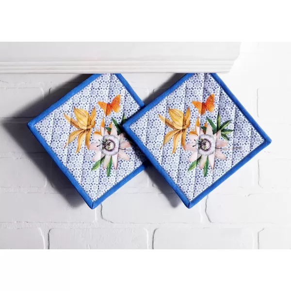 imageMaison d Hermine Hot Pads 100 Cotton Pot Holders Set of 2 with Hanging Loop Potholder Heat Resistant BBQ Baking Grilling ampamp Barbeque Birdies On Wire  SpringSummer 8quotx8quot33  Passiflora