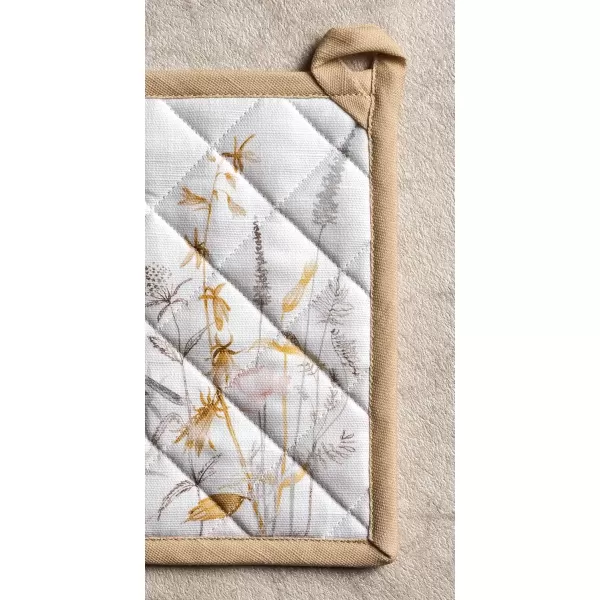 imageMaison d Hermine Hot Pads 100 Cotton Pot Holders Set of 2 with Hanging Loop Potholder Heat Resistant BBQ Baking Grilling ampamp Barbeque Birdies On Wire  SpringSummer 8quotx8quot35  Meadow Florals  Beige