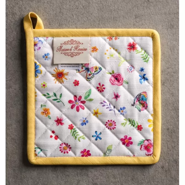 imageMaison d Hermine Hot Pads 100 Cotton Pot Holders Set of 2 with Hanging Loop Potholder Heat Resistant BBQ Baking Grilling ampamp Barbeque Birdies On Wire  SpringSummer 8quotx8quot41  Happy Florals  Sweety