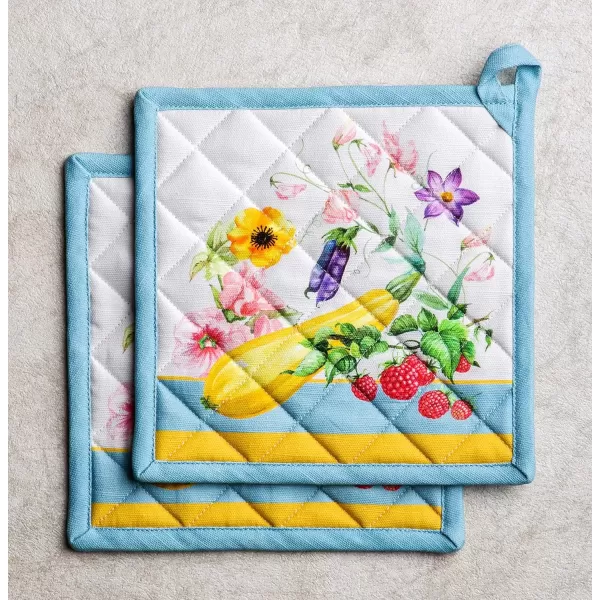 imageMaison d Hermine Hot Pads 100 Cotton Pot Holders Set of 2 with Hanging Loop Potholder Heat Resistant BBQ Baking Grilling ampamp Barbeque Birdies On Wire  SpringSummer 8quotx8quot30  Giverny