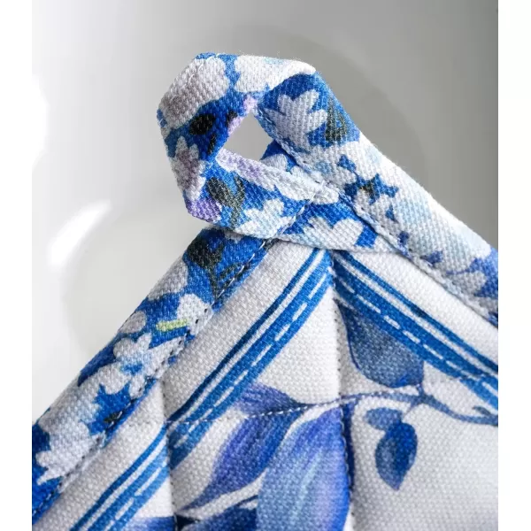 imageMaison d Hermine Hot Pads 100 Cotton Pot Holders Set of 2 with Hanging Loop Potholder Heat Resistant BBQ Baking Grilling ampamp Barbeque Birdies On Wire  SpringSummer 8quotx8quot19  Summer Blues