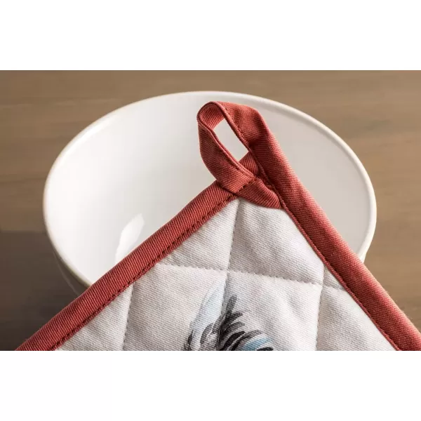 imageMaison d Hermine Hot Pads 100 Cotton Pot Holders Set of 2 with Hanging Loop Potholder Heat Resistant BBQ Baking Grilling ampamp Barbeque Birdies On Wire  SpringSummer 8quotx8quot5  Campagne  Coq