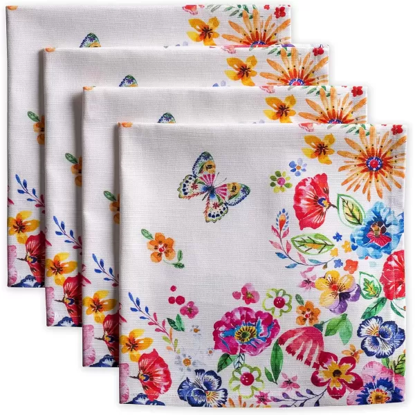 imageMaison d Hermine Napkin 100 Cotton Set of 4 Decorative Washable Table Cloth Napkins Dining Wedding Banquet Buffet Happy Florals  High Summer  SpringSummer 20x2014  Happy Florals  High Summer
