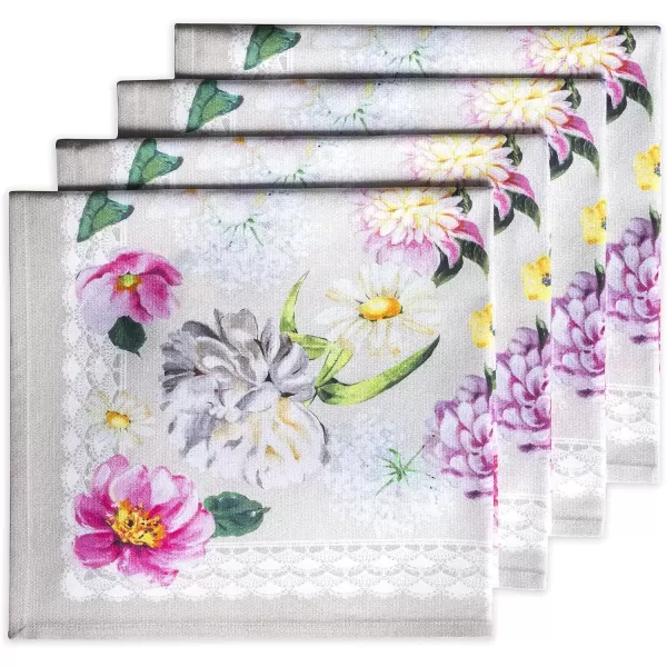 imageMaison d Hermine Napkin 100 Cotton Set of 4 Decorative Washable Table Cloth Napkins Dining Wedding Banquet Buffet Happy Florals  High Summer  SpringSummer 20x2015  Pivoine