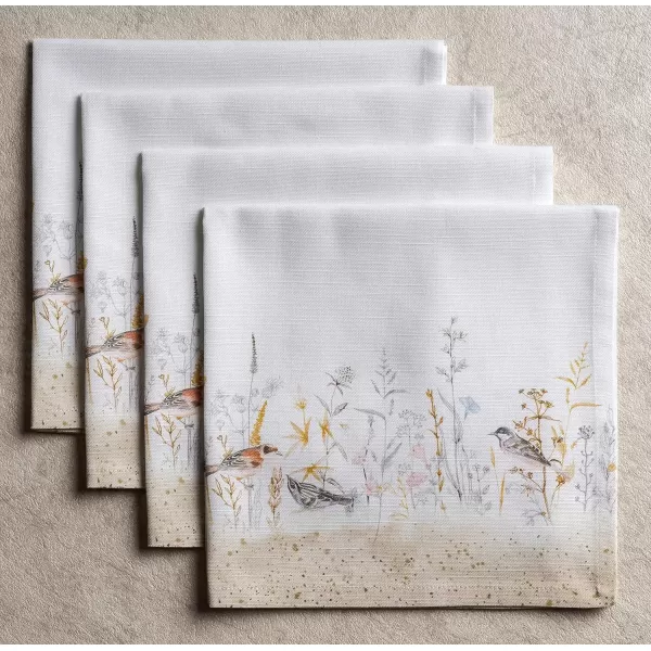 imageMaison d Hermine Napkins 20x20 100 Cotton Decorative Washable Table Cloth Napkin Kitchen Party Wedding Restaurant ampamp Camping Botanical Fresh  SpringSummer Set of 413  Meadow Florals  Beige