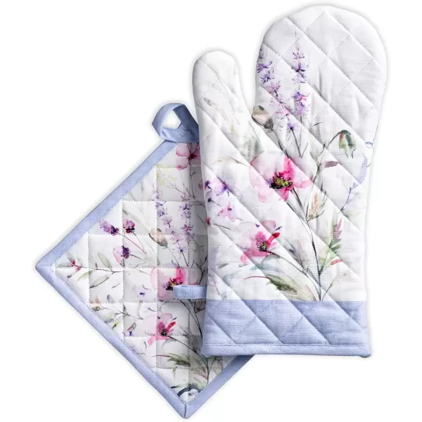 imageMaison d Hermine Oven Mitt  Pot Holder 100 Cotton Heat Resistant Kitchen Oven Gloves 75quotx13quot ampamp Hot Pads 8quotx8quot Chef Women ampamp Men Parties Birdies On Wire  SpringSummerSummer Floral