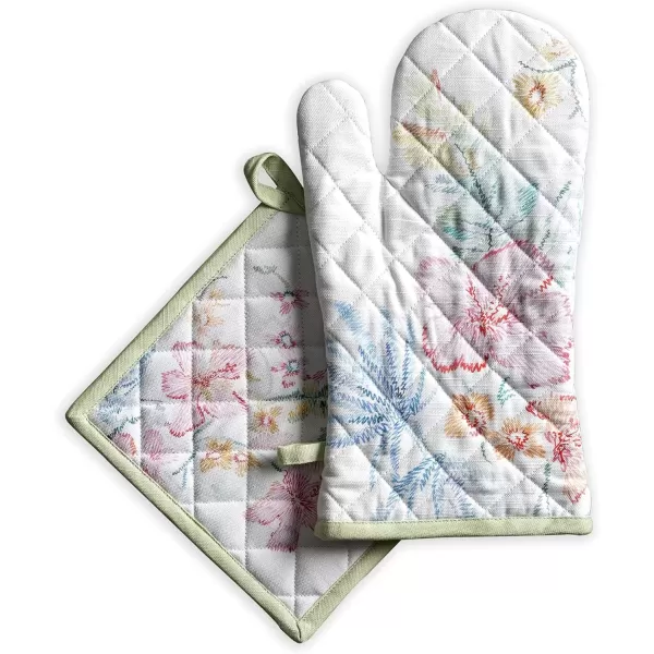 imageMaison d Hermine Oven Mitt  Pot Holder 100 Cotton Heat Resistant Kitchen Oven Gloves 75quotx13quot ampamp Hot Pads 8quotx8quot Chef Women ampamp Men Parties Birdies On Wire  SpringSummer52  Paradise Island