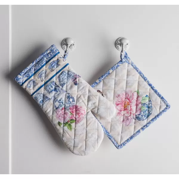 imageMaison d Hermine Oven Mitt  Pot Holder 100 Cotton Heat Resistant Kitchen Oven Gloves 75quotx13quot ampamp Hot Pads 8quotx8quot Chef Women ampamp Men Parties Birdies On Wire  SpringSummer2  Canton