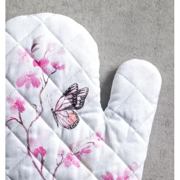 imageMaison d Hermine Oven Mitt  Pot Holder 100 Cotton Heat Resistant Kitchen Oven Gloves 75quotx13quot ampamp Hot Pads 8quotx8quot Chef Women ampamp Men Parties Birdies On Wire  SpringSummer17  Blossoms in Spring