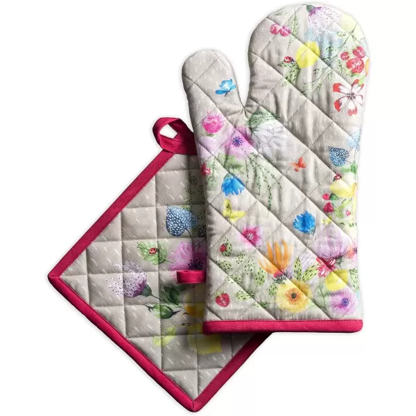 imageMaison d Hermine Oven Mitt  Pot Holder 100 Cotton Heat Resistant Kitchen Oven Gloves 75quotx13quot ampamp Hot Pads 8quotx8quot Chef Women ampamp Men Parties Birdies On Wire  SpringSummer21  Jardin Dete  Fog