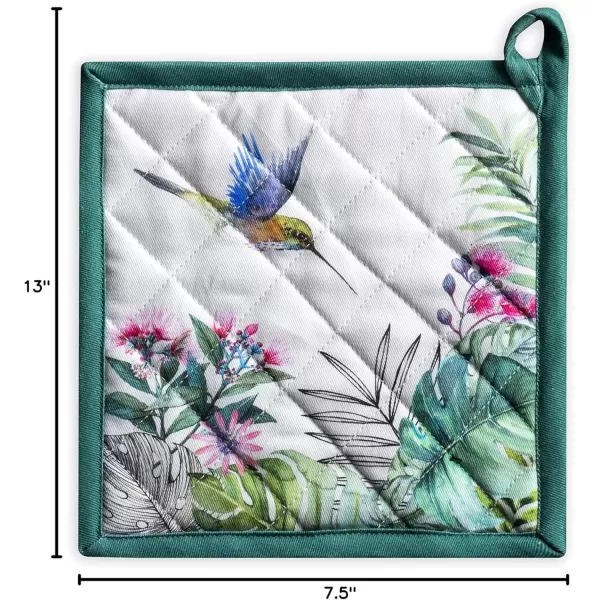 imageMaison d Hermine Oven Mitt  Pot Holder 100 Cotton Heat Resistant Kitchen Oven Gloves 75quotx13quot ampamp Hot Pads 8quotx8quot Chef Women ampamp Men Parties Birdies On Wire  SpringSummer11  Tropiques