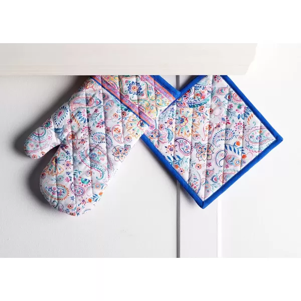 imageMaison d Hermine Oven Mitt  Pot Holder 100 Cotton Heat Resistant Kitchen Oven Gloves 75quotx13quot ampamp Hot Pads 8quotx8quot Chef Women ampamp Men Parties Birdies On Wire  SpringSummer48  Indian Floral