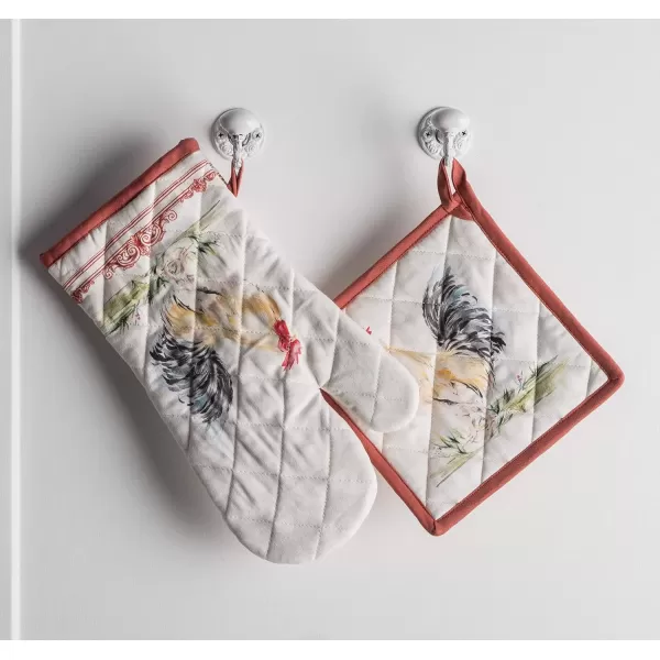 imageMaison d Hermine Oven Mitt  Pot Holder 100 Cotton Heat Resistant Kitchen Oven Gloves 75quotx13quot ampamp Hot Pads 8quotx8quot Chef Women ampamp Men Parties Birdies On Wire  SpringSummer5  Campagne  Coq