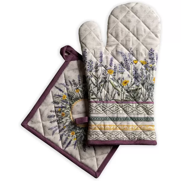 imageMaison d Hermine Oven Mitt  Pot Holder 100 Cotton Heat Resistant Kitchen Oven Gloves 75quotx13quot ampamp Hot Pads 8quotx8quot Chef Women ampamp Men Parties Birdies On Wire  SpringSummer15  Fanny Lavender
