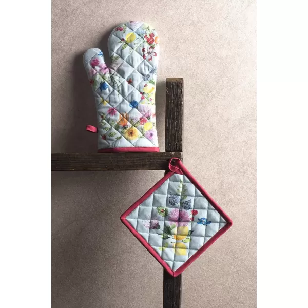 imageMaison d Hermine Oven Mitt  Pot Holder 100 Cotton Heat Resistant Kitchen Oven Gloves 75quotx13quot ampamp Hot Pads 8quotx8quot Chef Women ampamp Men Parties Birdies On Wire  SpringSummer32  Jardin Dete  Mint
