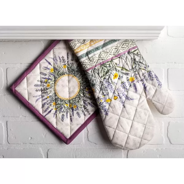 imageMaison d Hermine Oven Mitt  Pot Holder 100 Cotton Heat Resistant Kitchen Oven Gloves 75quotx13quot ampamp Hot Pads 8quotx8quot Chef Women ampamp Men Parties Birdies On Wire  SpringSummer15  Fanny Lavender