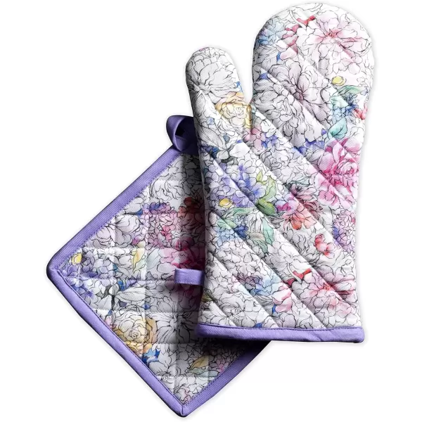 imageMaison d Hermine Oven Mitt  Pot Holder 100 Cotton Heat Resistant Kitchen Oven Gloves 75quotx13quot ampamp Hot Pads 8quotx8quot Chef Women ampamp Men Parties Birdies On Wire  SpringSummer36  Floral Love