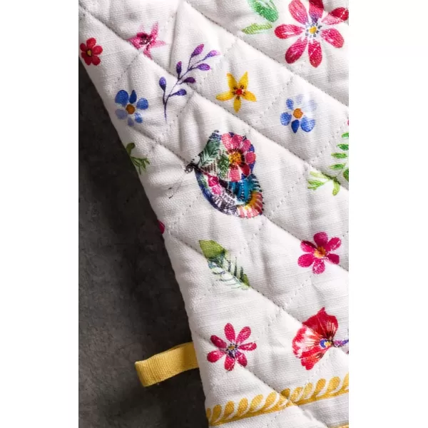 imageMaison d Hermine Oven Mitt  Pot Holder 100 Cotton Heat Resistant Kitchen Oven Gloves 75quotx13quot ampamp Hot Pads 8quotx8quot Chef Women ampamp Men Parties Birdies On Wire  SpringSummer41  Happy Florals  Sweety