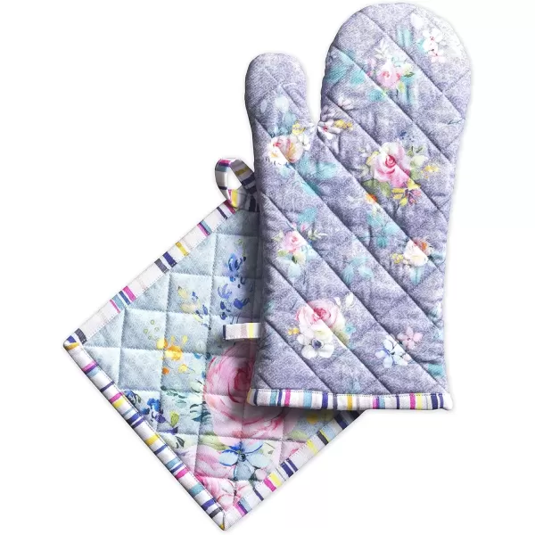 imageMaison d Hermine Oven Mitt  Pot Holder 100 Cotton Heat Resistant Kitchen Oven Gloves 75quotx13quot ampamp Hot Pads 8quotx8quot Chef Women ampamp Men Parties Birdies On Wire  SpringSummer22  Sweet Rose Lavender  Lush
