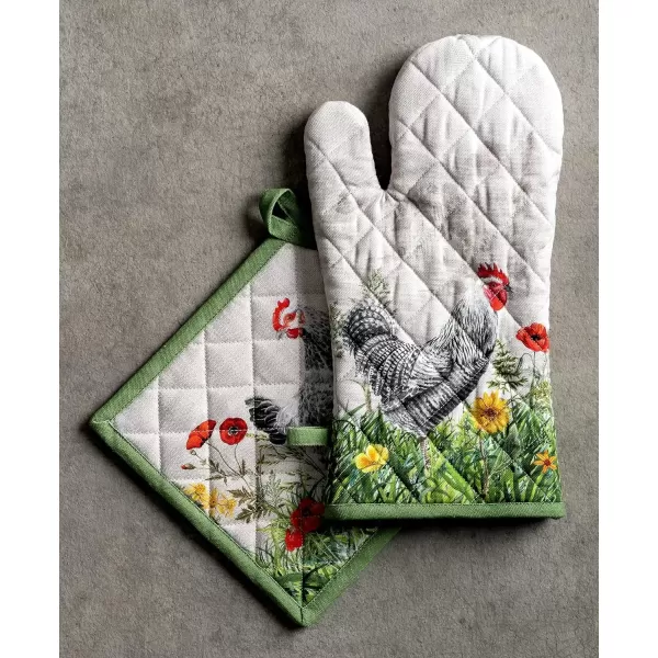 imageMaison d Hermine Oven Mitt  Pot Holder 100 Cotton Heat Resistant Kitchen Oven Gloves 75quotx13quot ampamp Hot Pads 8quotx8quot Chef Women ampamp Men Parties Birdies On Wire  SpringSummer18  Basse Cour