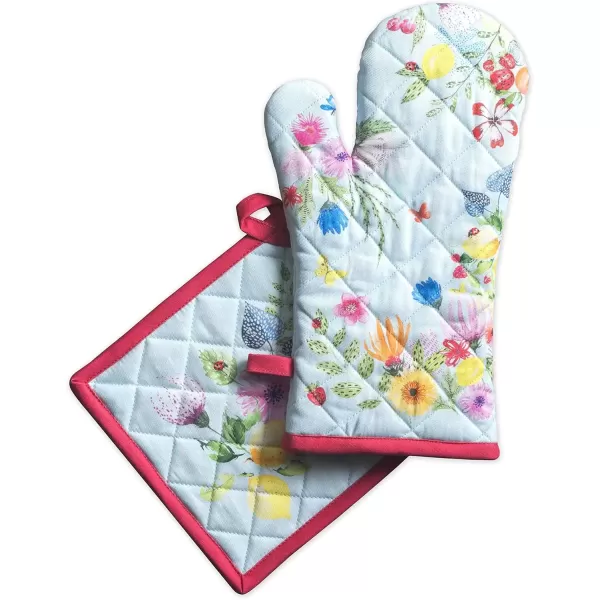 imageMaison d Hermine Oven Mitt  Pot Holder 100 Cotton Heat Resistant Kitchen Oven Gloves 75quotx13quot ampamp Hot Pads 8quotx8quot Chef Women ampamp Men Parties Birdies On Wire  SpringSummer32  Jardin Dete  Mint