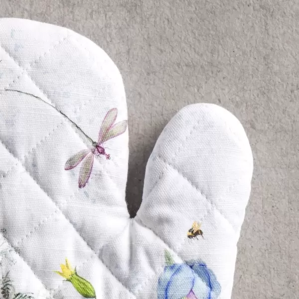 imageMaison d Hermine Oven Mitt  Pot Holder 100 Cotton Heat Resistant Kitchen Oven Gloves 75quotx13quot ampamp Hot Pads 8quotx8quot Chef Women ampamp Men Parties Birdies On Wire  SpringSummer9  Fleurs De Mai
