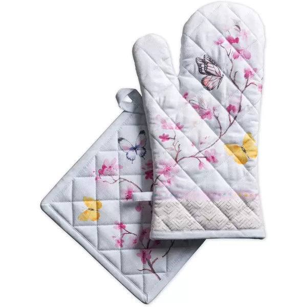 imageMaison d Hermine Oven Mitt  Pot Holder 100 Cotton Heat Resistant Kitchen Oven Gloves 75quotx13quot ampamp Hot Pads 8quotx8quot Chef Women ampamp Men Parties Birdies On Wire  SpringSummer17  Blossoms in Spring