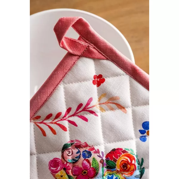 imageMaison d Hermine Oven Mitt  Pot Holder 100 Cotton Heat Resistant Kitchen Oven Gloves 75quotx13quot ampamp Hot Pads 8quotx8quot Chef Women ampamp Men Parties Birdies On Wire  SpringSummer29  Happy Florals  High Summer