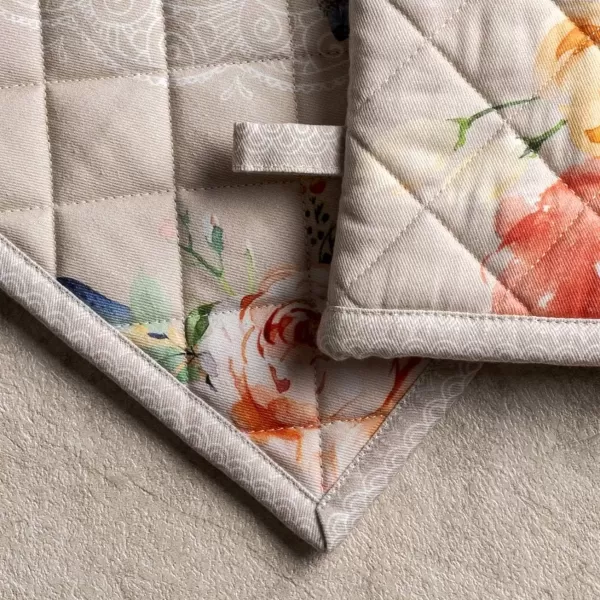 imageMaison d Hermine Oven Mitt  Pot Holder 100 Cotton Heat Resistant Kitchen Oven Gloves 75quotx13quot ampamp Hot Pads 8quotx8quot Chef Women ampamp Men Parties Birdies On Wire  SpringSummer50  Ibiza  Beige