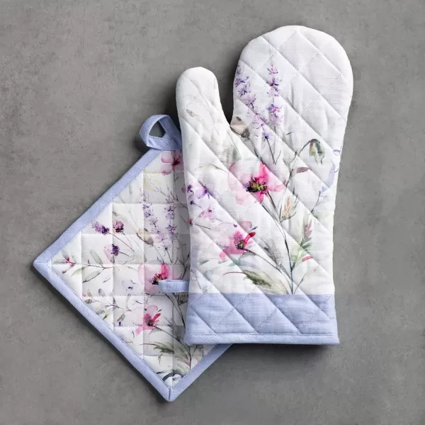 imageMaison d Hermine Oven Mitt  Pot Holder 100 Cotton Heat Resistant Kitchen Oven Gloves 75quotx13quot ampamp Hot Pads 8quotx8quot Chef Women ampamp Men Parties Birdies On Wire  SpringSummerSummer Floral