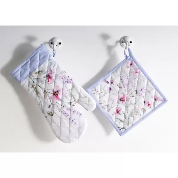 imageMaison d Hermine Oven Mitt  Pot Holder 100 Cotton Heat Resistant Kitchen Oven Gloves 75quotx13quot ampamp Hot Pads 8quotx8quot Chef Women ampamp Men Parties Birdies On Wire  SpringSummerSummer Floral