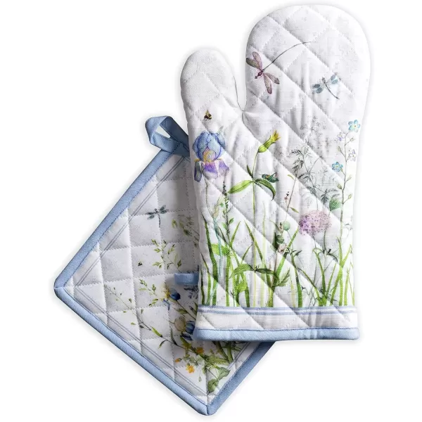imageMaison d Hermine Oven Mitt  Pot Holder 100 Cotton Heat Resistant Kitchen Oven Gloves 75quotx13quot ampamp Hot Pads 8quotx8quot Chef Women ampamp Men Parties Birdies On Wire  SpringSummer9  Fleurs De Mai