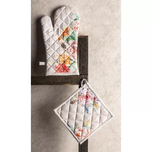 imageMaison d Hermine Oven Mitt  Pot Holder 100 Cotton Heat Resistant Kitchen Oven Gloves 75quotx13quot ampamp Hot Pads 8quotx8quot Chef Women ampamp Men Parties Birdies On Wire  SpringSummer50  Ibiza  Beige