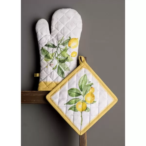 imageMaison d Hermine Oven Mitt  Pot Holder 100 Cotton Heat Resistant Kitchen Oven Gloves 75quotx13quot ampamp Hot Pads 8quotx8quot Chef Women ampamp Men Parties Birdies On Wire  SpringSummer3  Limoncello