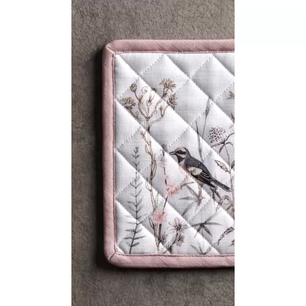 imageMaison d Hermine Oven Mitt  Pot Holder 100 Cotton Heat Resistant Kitchen Oven Gloves 75quotx13quot ampamp Hot Pads 8quotx8quot Chef Women ampamp Men Parties Birdies On Wire  SpringSummer31  Meadow Florals  Brown