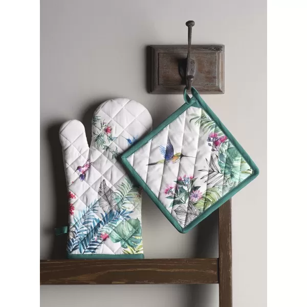imageMaison d Hermine Oven Mitt  Pot Holder 100 Cotton Heat Resistant Kitchen Oven Gloves 75quotx13quot ampamp Hot Pads 8quotx8quot Chef Women ampamp Men Parties Birdies On Wire  SpringSummer11  Tropiques