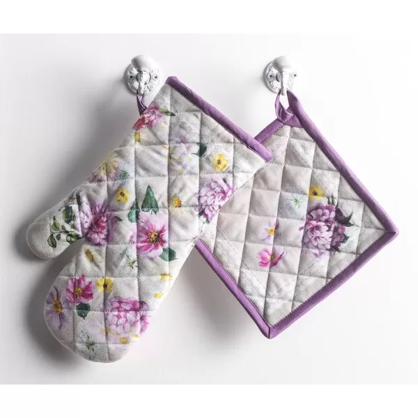 imageMaison d Hermine Oven Mitt  Pot Holder 100 Cotton Heat Resistant Kitchen Oven Gloves 75quotx13quot ampamp Hot Pads 8quotx8quot Chef Women ampamp Men Parties Birdies On Wire  SpringSummer40  Pivoine