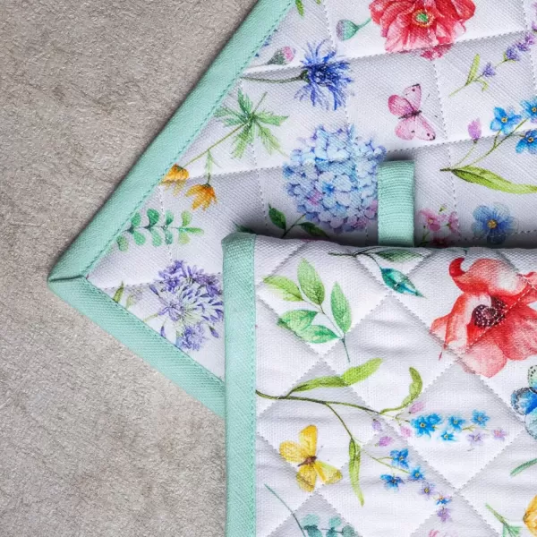 imageMaison d Hermine Oven Mitt  Pot Holder 100 Cotton Heat Resistant Kitchen Oven Gloves 75quotx13quot ampamp Hot Pads 8quotx8quot Chef Women ampamp Men Parties Birdies On Wire  SpringSummer14  Just Floral
