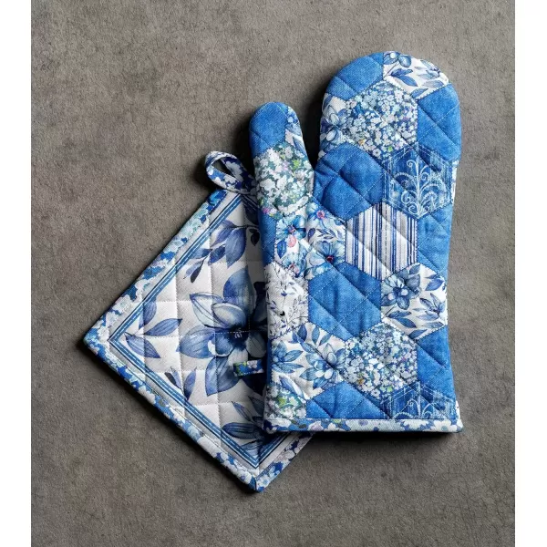 imageMaison d Hermine Oven Mitt  Pot Holder 100 Cotton Heat Resistant Kitchen Oven Gloves 75quotx13quot ampamp Hot Pads 8quotx8quot Chef Women ampamp Men Parties Birdies On Wire  SpringSummer19  Summer Blues