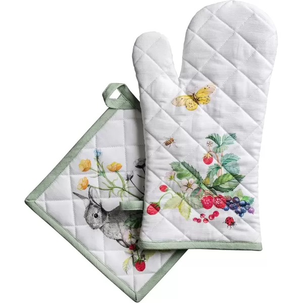 imageMaison d Hermine Oven Mitt  Pot Holder 100 Cotton Heat Resistant Kitchen Oven Gloves 75quotx13quot ampamp Hot Pads 8quotx8quot Chef Women ampamp Men Parties Birdies On Wire  SpringSummer27  Printemps