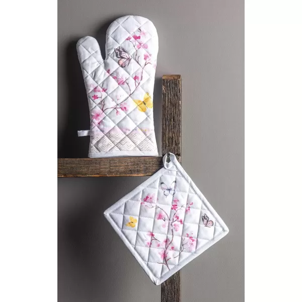 imageMaison d Hermine Oven Mitt  Pot Holder 100 Cotton Heat Resistant Kitchen Oven Gloves 75quotx13quot ampamp Hot Pads 8quotx8quot Chef Women ampamp Men Parties Birdies On Wire  SpringSummer17  Blossoms in Spring