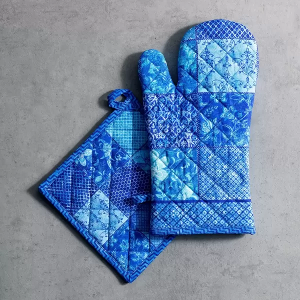imageMaison d Hermine Oven Mitt  Pot Holder 100 Cotton Heat Resistant Kitchen Oven Gloves 75quotx13quot ampamp Hot Pads 8quotx8quot Chef Women ampamp Men Parties Birdies On Wire  SpringSummer24  Indigo Love
