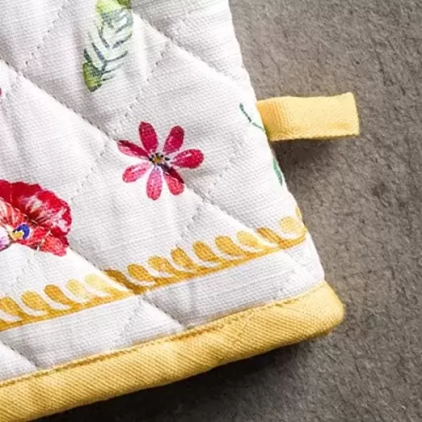 imageMaison d Hermine Oven Mitt  Pot Holder 100 Cotton Heat Resistant Kitchen Oven Gloves 75quotx13quot ampamp Hot Pads 8quotx8quot Chef Women ampamp Men Parties Birdies On Wire  SpringSummer41  Happy Florals  Sweety