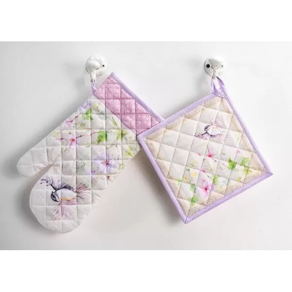 imageMaison d Hermine Oven Mitt  Pot Holder 100 Cotton Heat Resistant Kitchen Oven Gloves 75quotx13quot ampamp Hot Pads 8quotx8quot Chef Women ampamp Men Parties Birdies On Wire  SpringSummerMagnolia Mornings