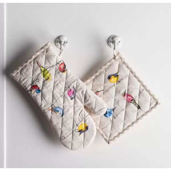 imageMaison d Hermine Oven Mitt  Pot Holder 100 Cotton Heat Resistant Kitchen Oven Gloves 75quotx13quot ampamp Hot Pads 8quotx8quot Chef Women ampamp Men Parties Birdies On Wire  SpringSummer1  Birdies on Wire